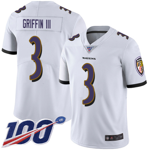 Baltimore Ravens Limited White Men Robert Griffin III Road Jersey NFL Football #3 100th Season Vapor Untouchable->youth nfl jersey->Youth Jersey
